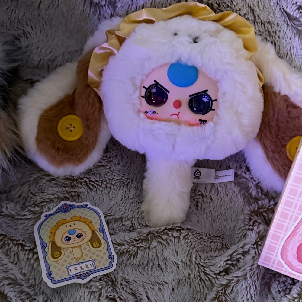 Cute Plush Toy with Brown and White Ears